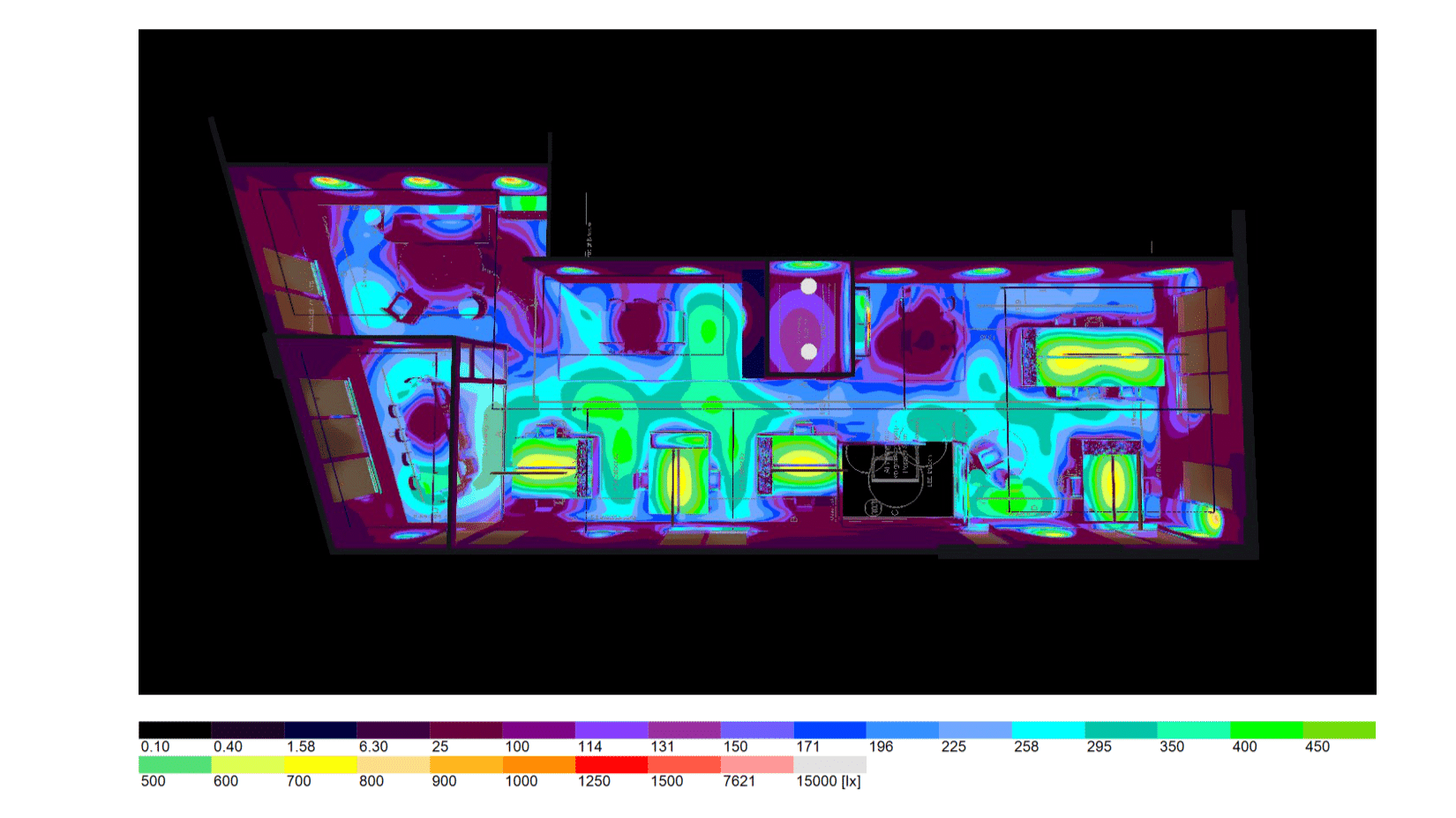 Lichtstudie luxniveaus